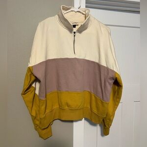 Universal Thread Cream, Mustard, and Mauve Colorblock Hoodie
